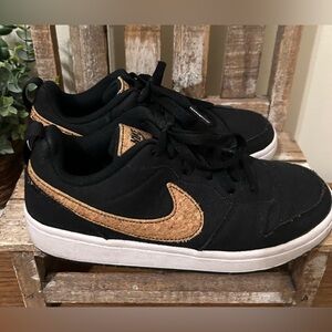 Nike Court Borough Low 2 Women 6.5 Kids 5Y Canvas Black Praline DC7949-001